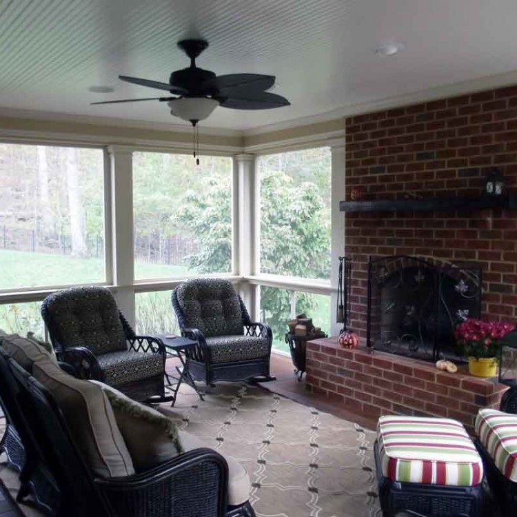 Screened Porch with fireplace